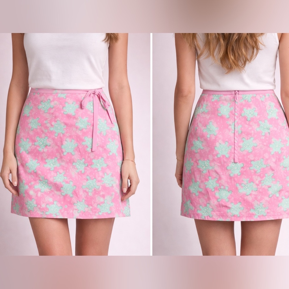 Lilly Pulitzer Pink Turtle Print skirt Coastal Preppy Beach Resort Mini